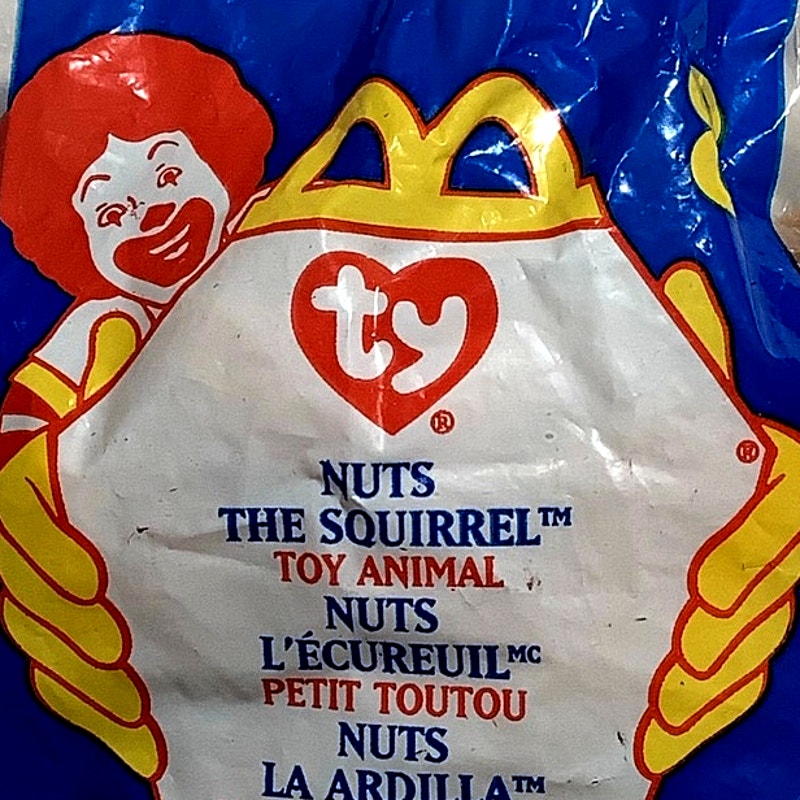 TY Teenie Beanie Babies - Nuts the Squirrel, McDonald's 1999 Happy Meal Toy, NIP