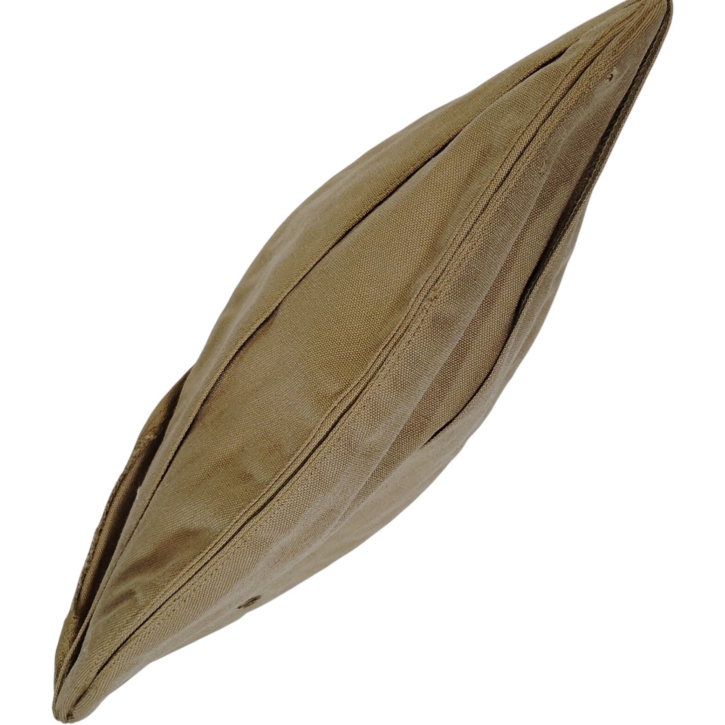 WWII–Vietnam Era Khaki Garrison Cap, Untagged, 10-1/2"L (Approx. Size 6-7/8)