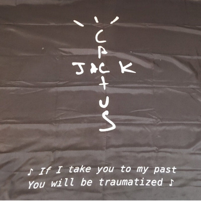 Cactus Jack Travis Wall Tapestry w/ Scott Logo & Lyric Print, 60x40 in