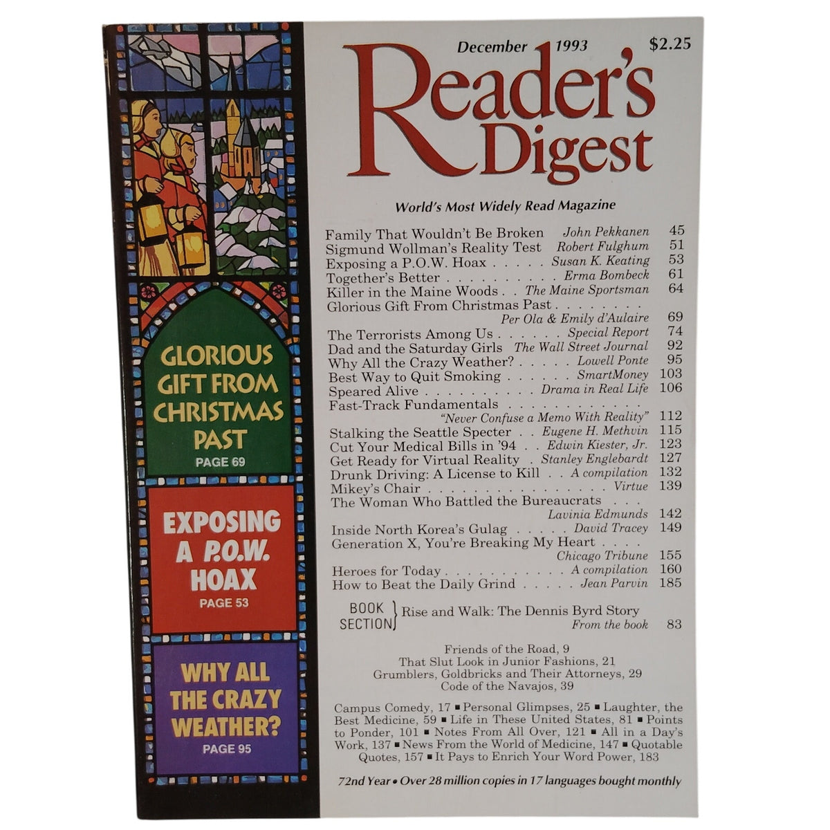 Reader's Digest December 1993 Vintage Christmas Stained Glass Magazine