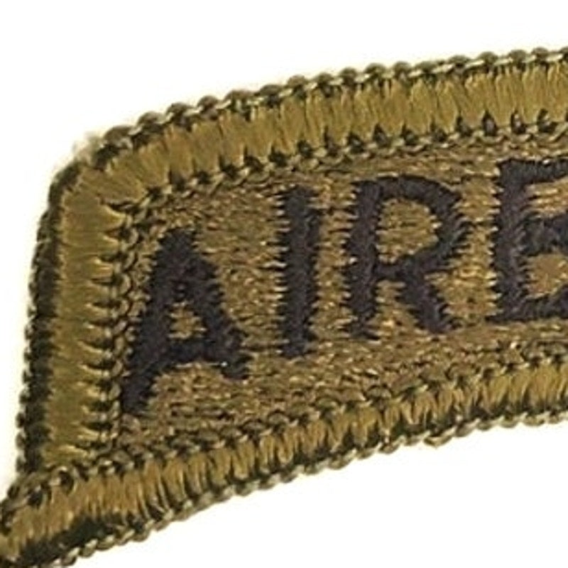 US Army Airborne Tab Subdued Dark Green Black Text Sew‑On 2‑3/8"