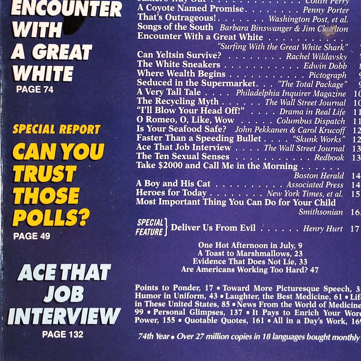 Reader's Digest July 1995 Magazine - Can Yeltsin Survive Boris Yeltsin Vintage