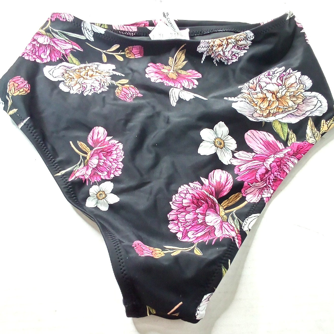 Cupshe Floral High Waisted Bikini Bottoms Ruched Tropical Print Women’s Small