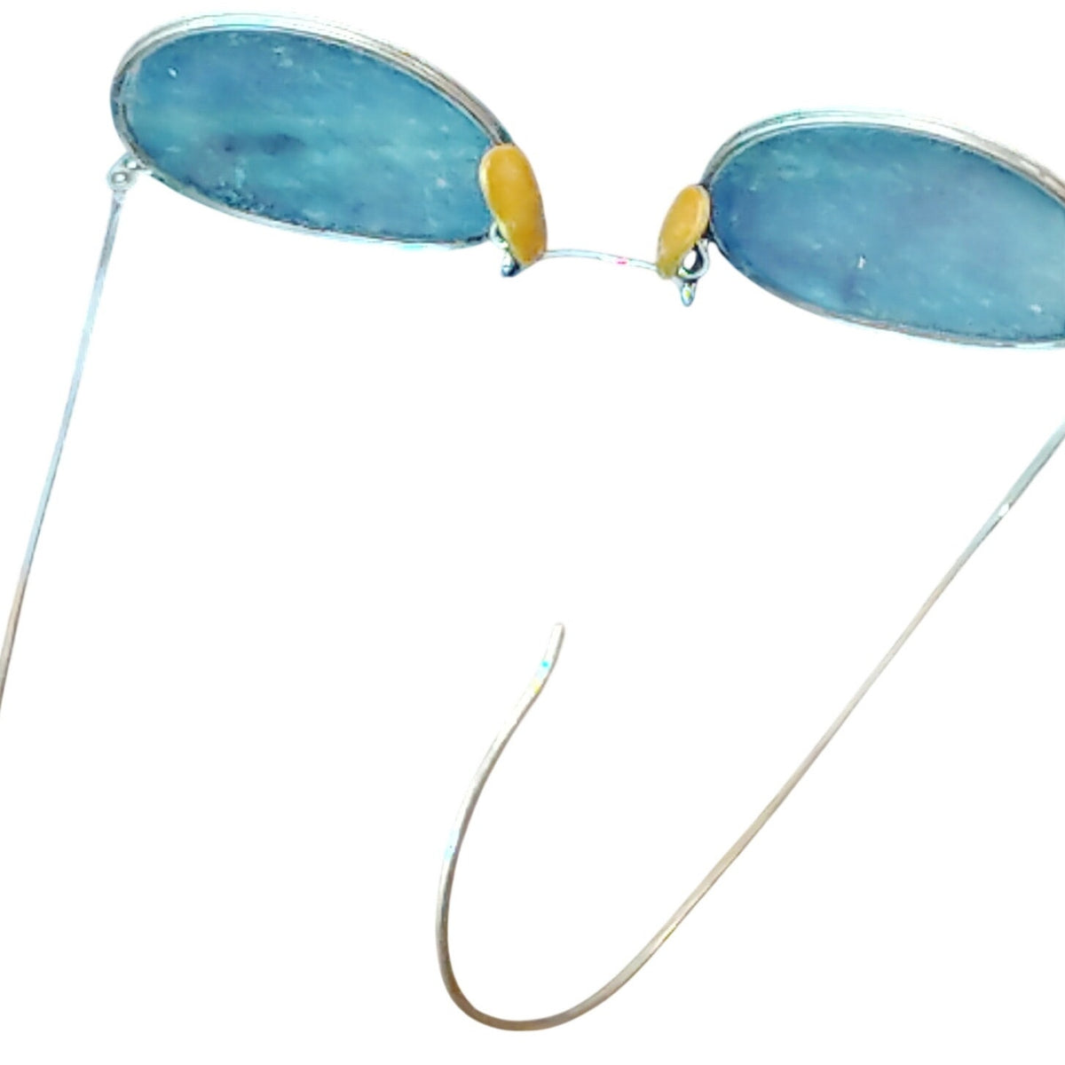 Vintage 20s/30s Goldtone Oval Eyeglasses with Blue Hard Case & Wire Frames