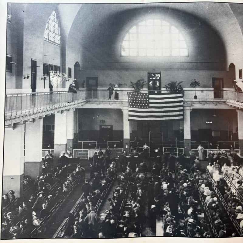 1912 Ellis Island The Great Hall Immigration Photo Print - Black & White, 20x16"