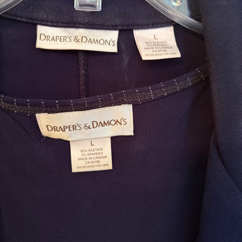 Draper's & Damon's Navy 3-Piece Acetate Spandex Set - Tank, Button-Up, Pants L