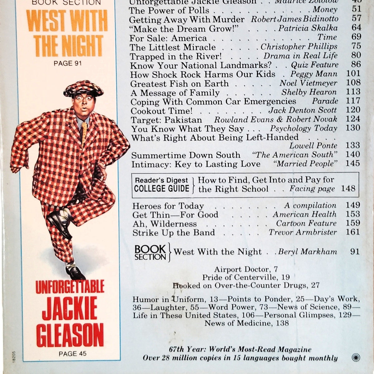 Reader's Digest Magazine July 1988 Jackie Gleason West with the Night Vintage