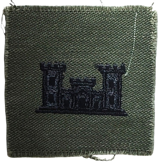 Pre-1989 Cap Device Subdued Embroidered Engineer Corps ODG Sew-On 2.25" x 2.25"