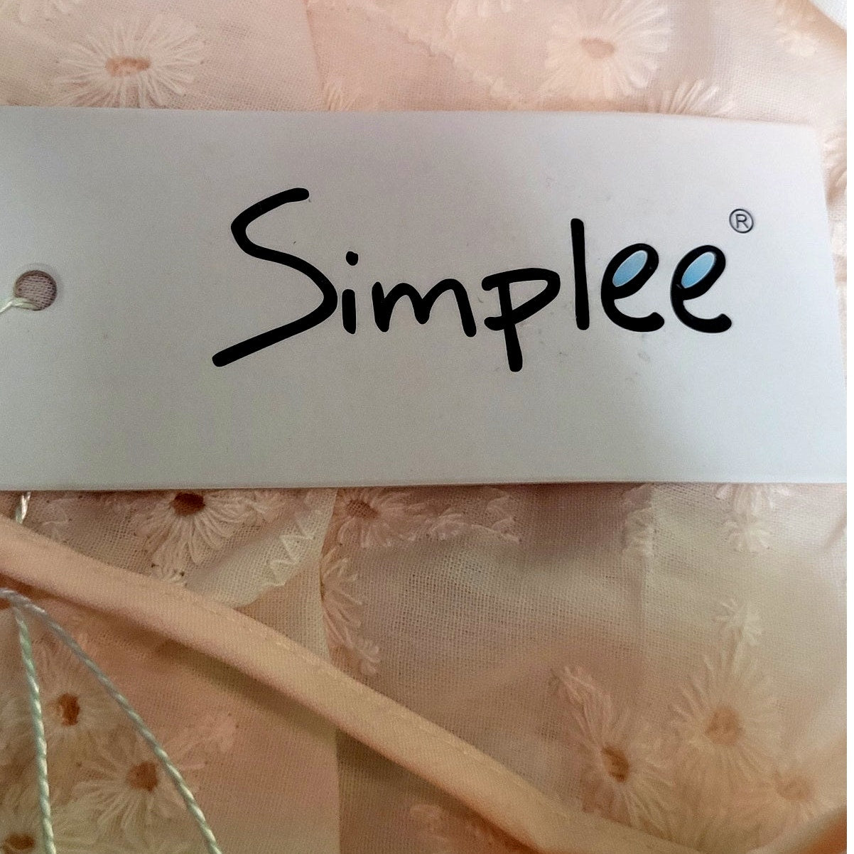 Simplee Embroidery Pearl Button Down Dress V Neck Spaghetti Strap, L (14-16)