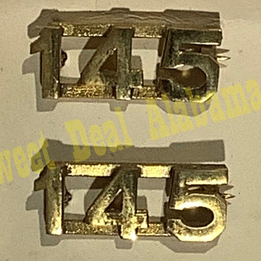 Early/Mid 1900s Brass C-Clasp "145" Collar Device 3/8"H Hat / Lapel Pins Set