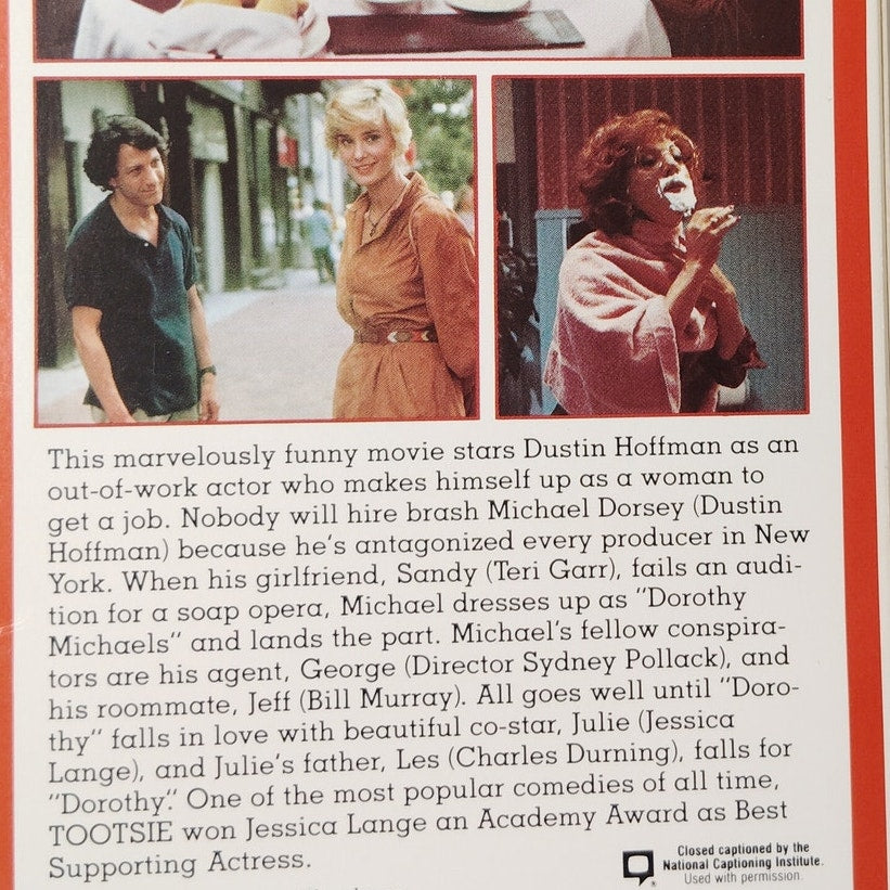 Tootsie VHS 1982 Dustin Hoffman Jessica Lange Sydney Pollack Comedy
