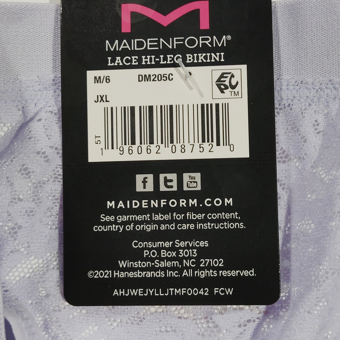 Maidenform Pure Comfort Lace Hi-Leg Bikini – Urban Lilac – Size M – Women’s