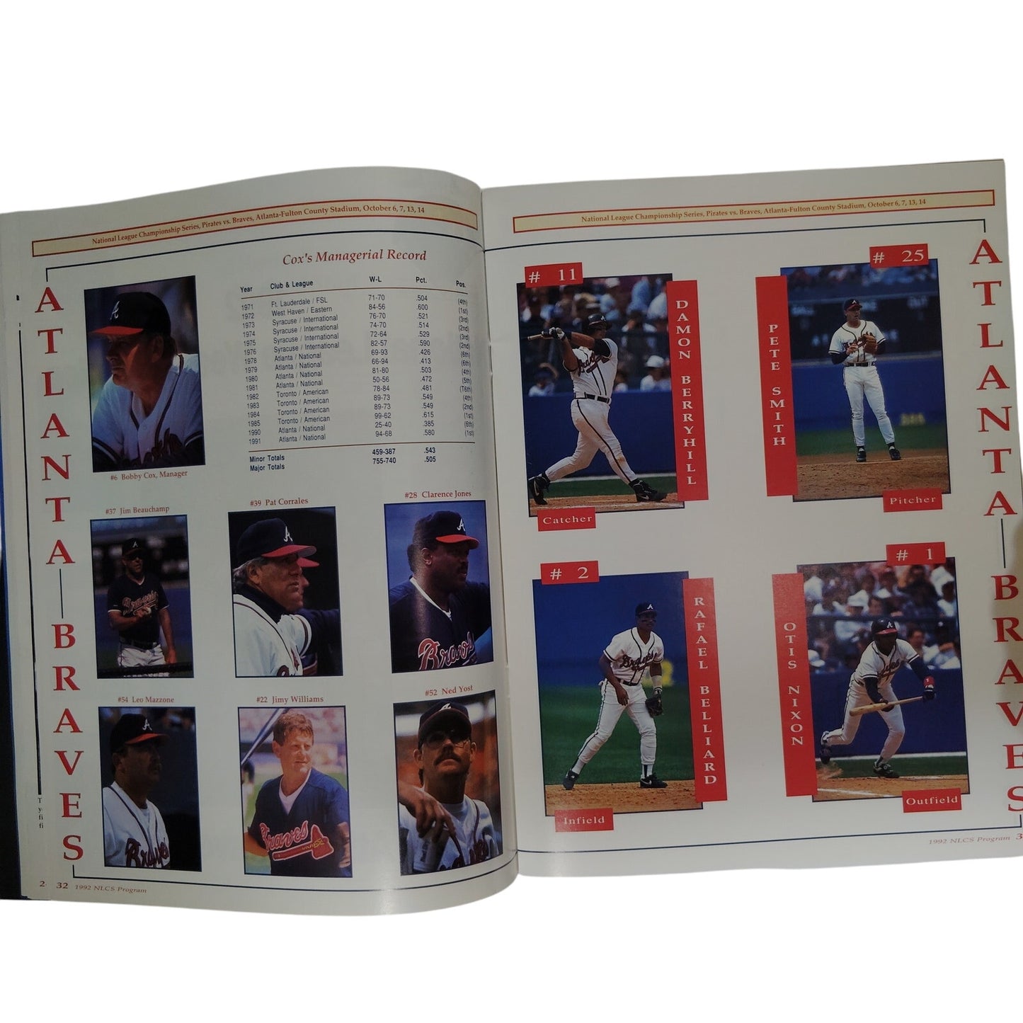 1992 National League Championship Series Program – Atlanta Braves vs. Pittsburgh Pirates, Atlanta GA