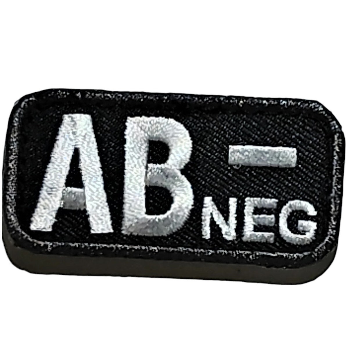 Mil-Spec Embroidered Blood Type Patch AB NEG Black Hook-n-Loop Back Tactical ID