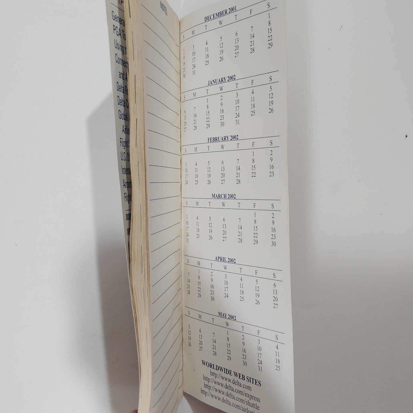 Delta Air Lines Worldwide Timetable, 12/1/2001, The Soaring Spirit II on Cover