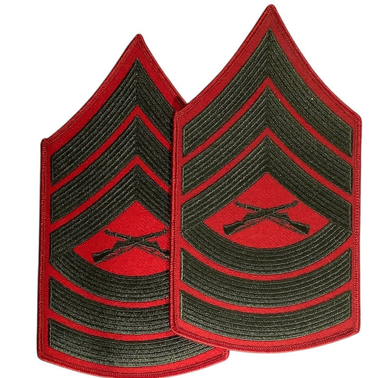 1 Set- US Marine Corps Master Sergeant, Green/Red, 6-5/8"H x 3-5/8"W
