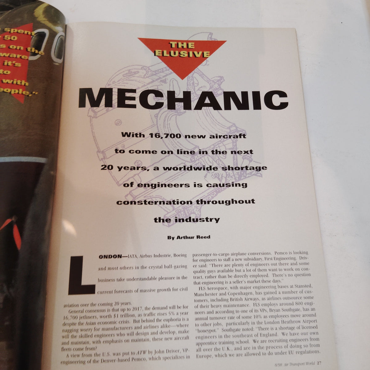 Air Transport World Magazine August 1998 "Mechanics Wanted" Aviation Journal