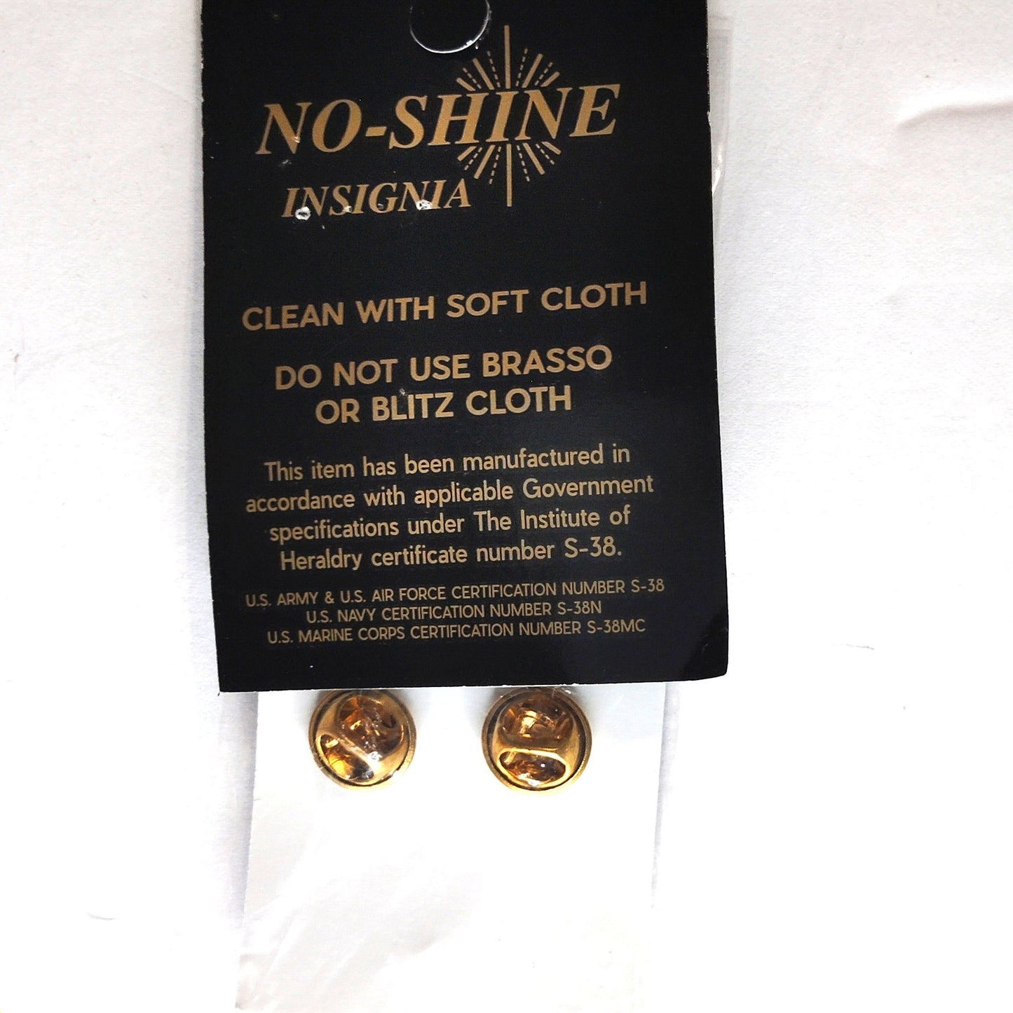 U.S. Army PFC Rank Novelty Hat Lapel Pins No‑Shine Gold Tone 13/16" × 3/4" Pair