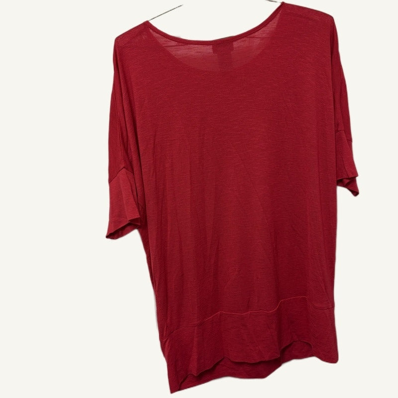 Monroe & Main Women's Red Lightweight Boatneck Knit Top XL Slub Knit