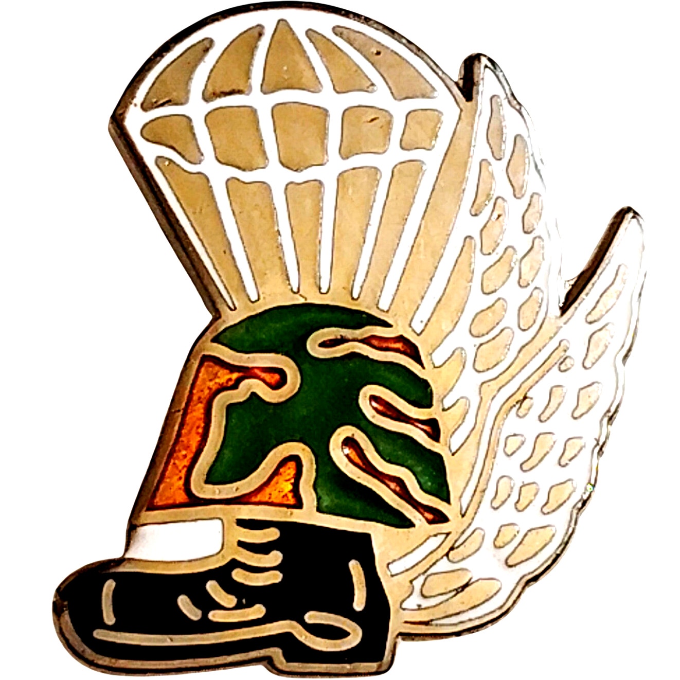 USMC Airborne Helmet Parachute Paratrooper Novelty Hat Lapel Pin 1‑1/8" × 1"