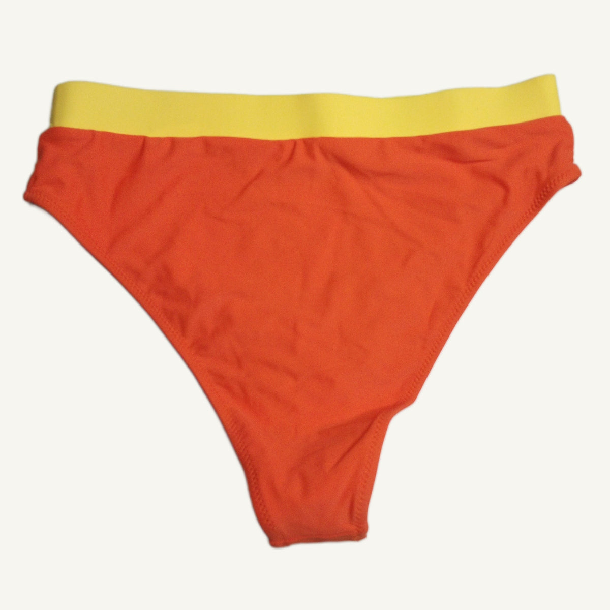 Orange & Yellow High Cut Bikini Bottoms - Women's Size Large Swimwear