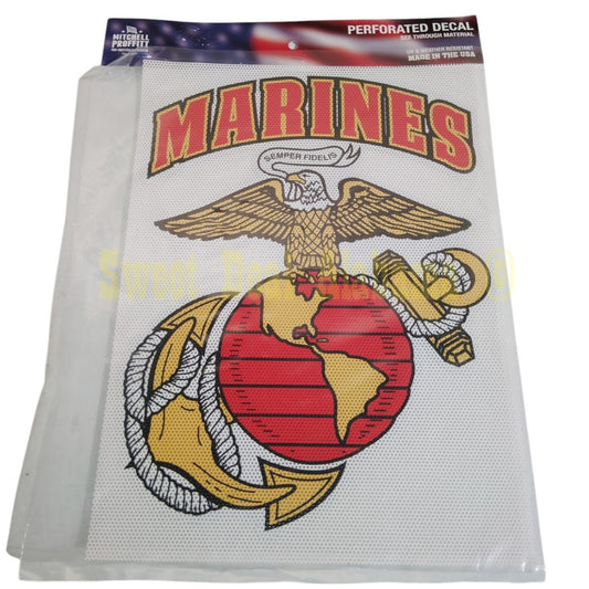 United States Marine Corps See-Through Perforated Decal, 14" x 10.5", Full Color
