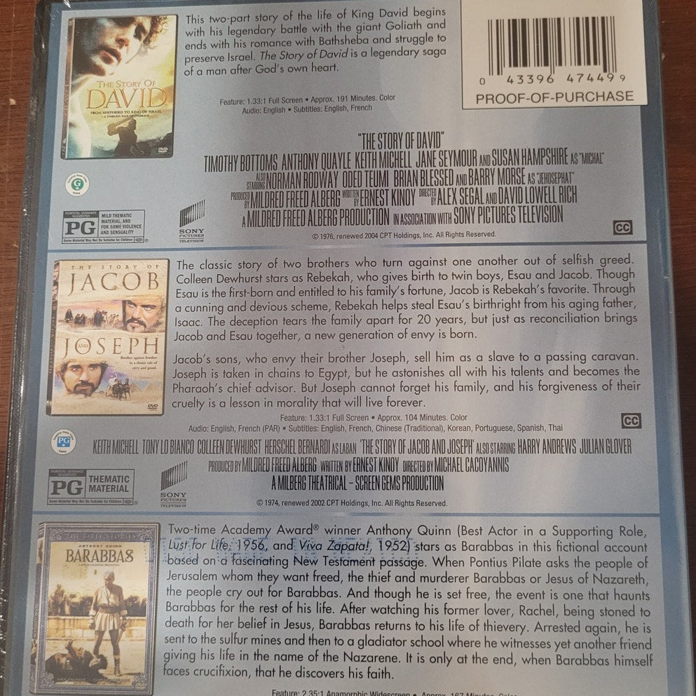 3 Movies - Barabbas Story of David Story of Jacob and Joseph DVD Biblical Drama