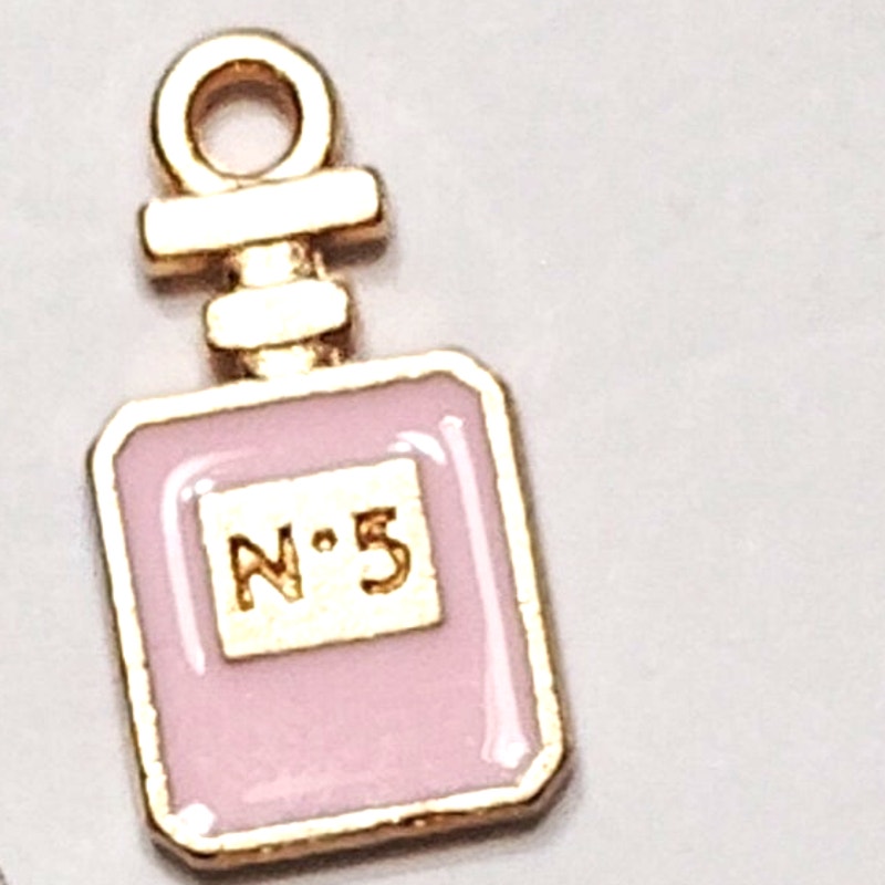 5‑Pack Perfume Bottle Charms Assorted Colors Gold‑Tone Enamel Pendants Jewelry