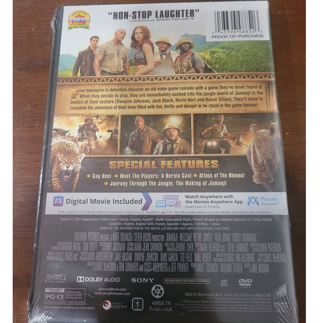 Jumanji Welcome to the Jungle DVD 2017 Action Adventure Comedy Dwayne Johnson