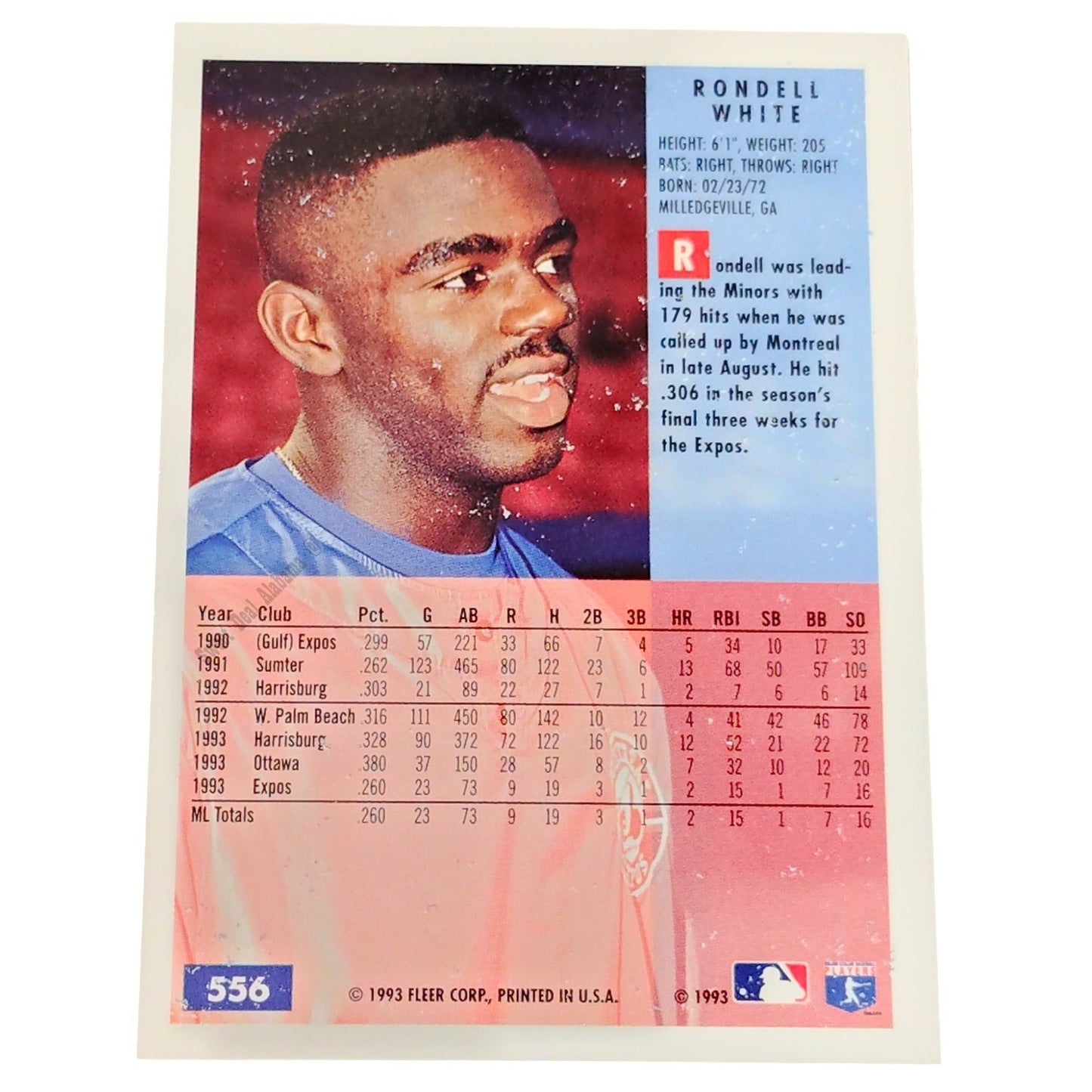 Rondell White, Montreal Expos, #556, 1994 Fleer Baseball Collector's Card
