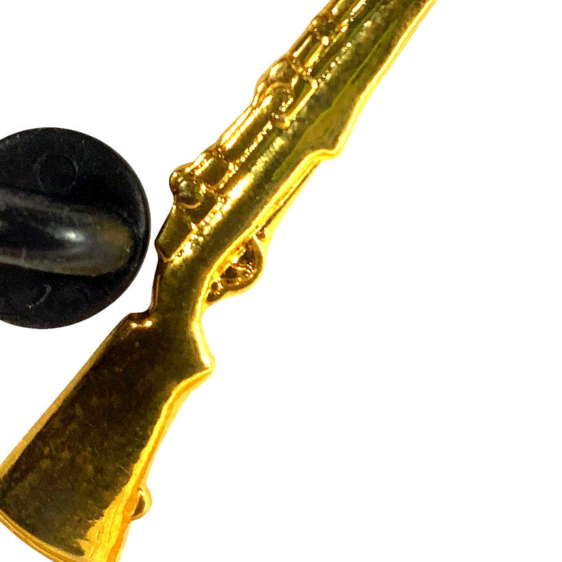 Vintage Single Bolt Rifle Motif Lapel / Hat Pin, Gold Toned 2-3/8"H x 1/4"H