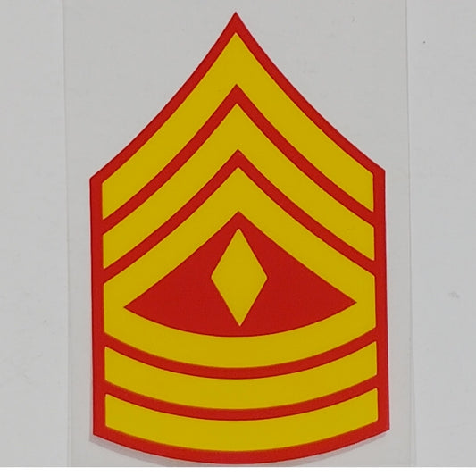USMC First Sergeant (E-8) Vinyl Window Decal  2" x 3" Red & Gold Chevron – DE8‑M