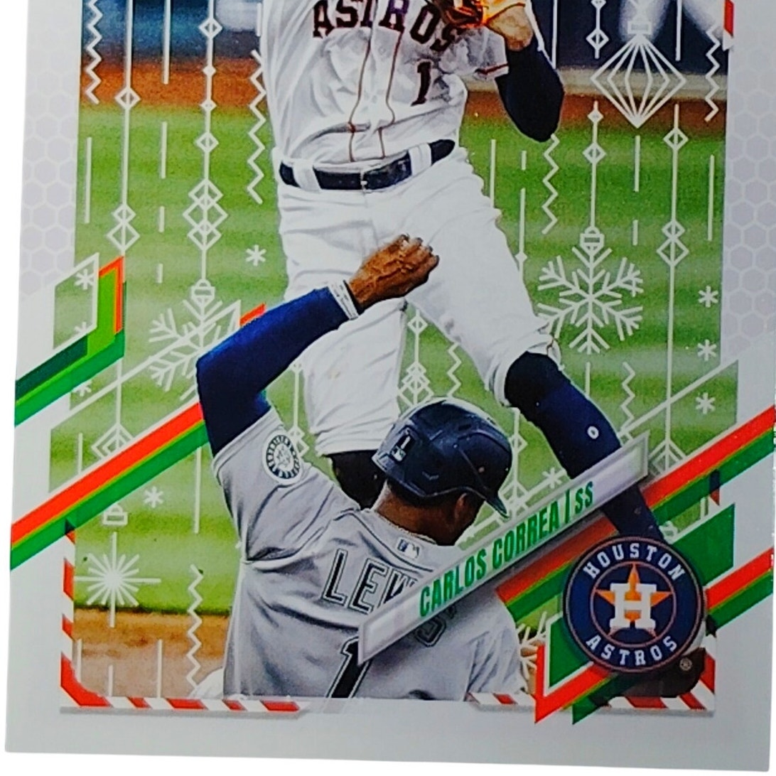 2021 Topps Holiday Carlos Correa HW8 Houston Astros SS Baseball Card VG/EX