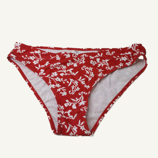 Women's Red White Floral Bikini Bottoms XL Swimwear Bathing Suit Beach