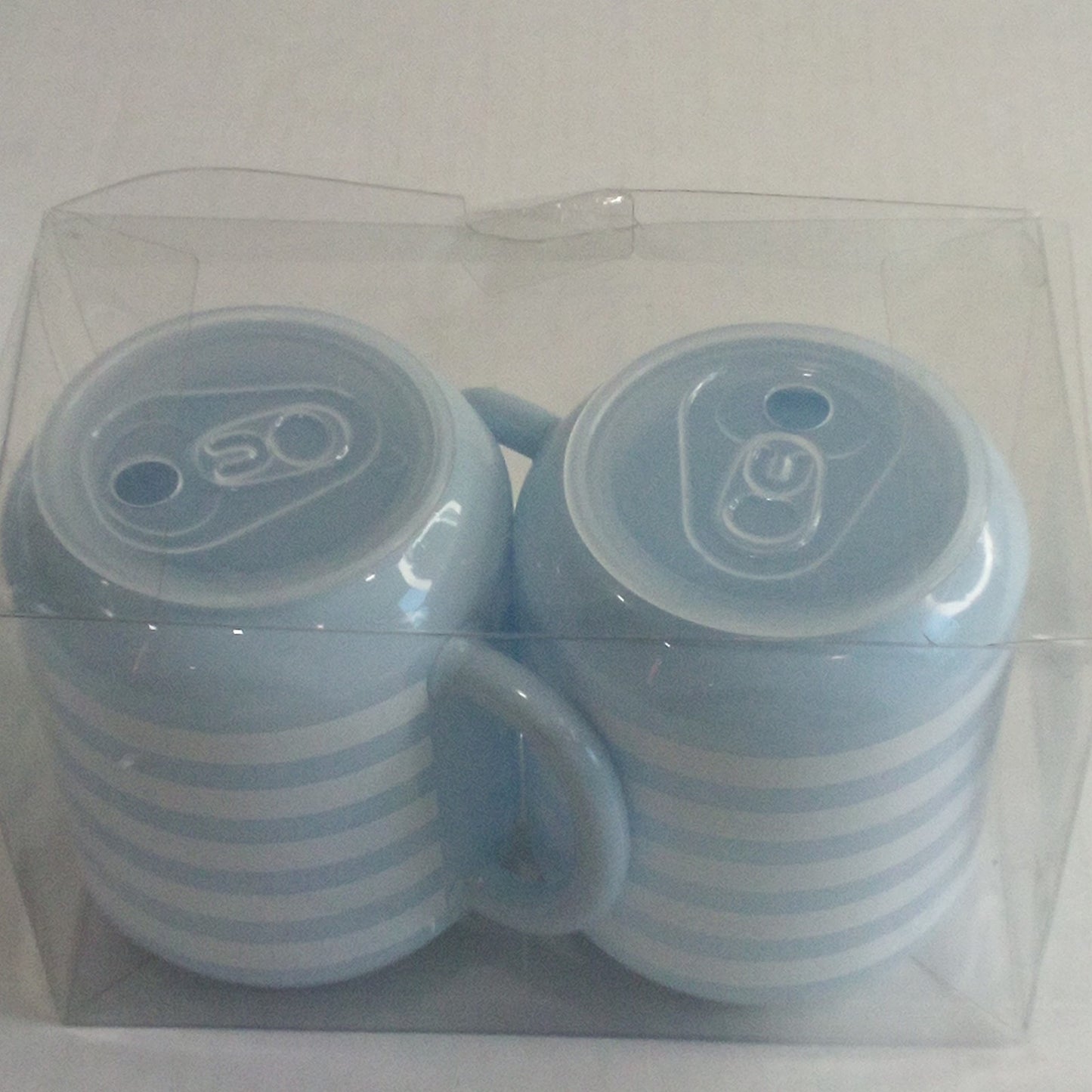 2‑PK Drinking Cups Set w/ Straw & Cover – Blue/White – 14.6 fl oz