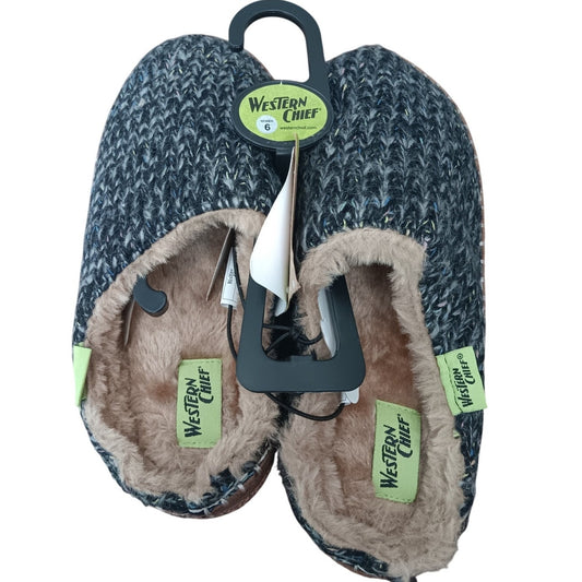 Western Chief Evelyn Slipper - Women's Size 6, Multi-Color Knit, Faux Fur Lined, Indoor/Outdoor