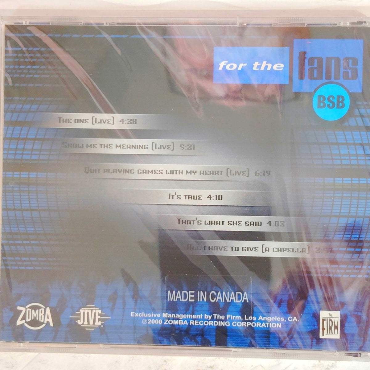 Backstreet Boys For The Fans CD 2 2000 Jive Zomba Canada Sealed Live CD