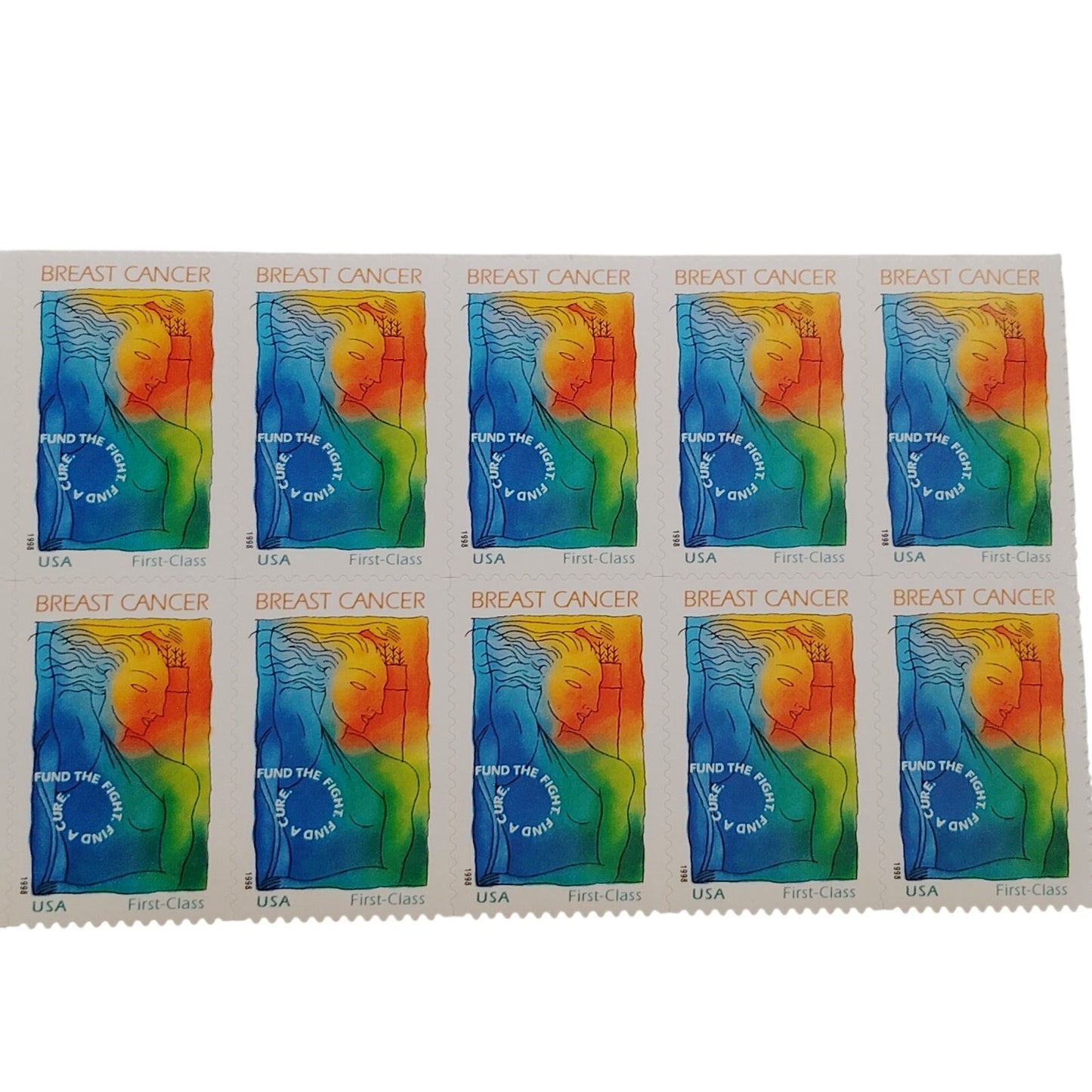 Block of 10 – 1998 USA 40¢ Breast Cancer Research MNH Scott B1 Semipostal