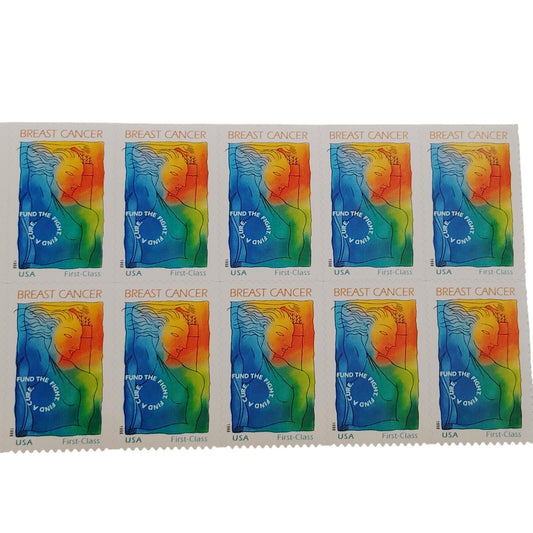 Block of 10 – 1998 USA 40¢ Breast Cancer Research MNH Scott B1 Semipostal