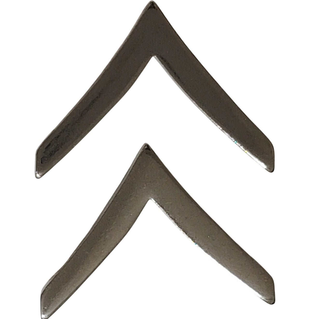 HWC Private Chevron Novelty Pins – 7/8" × 5/8"  Collar Device Set, Silver-Tone