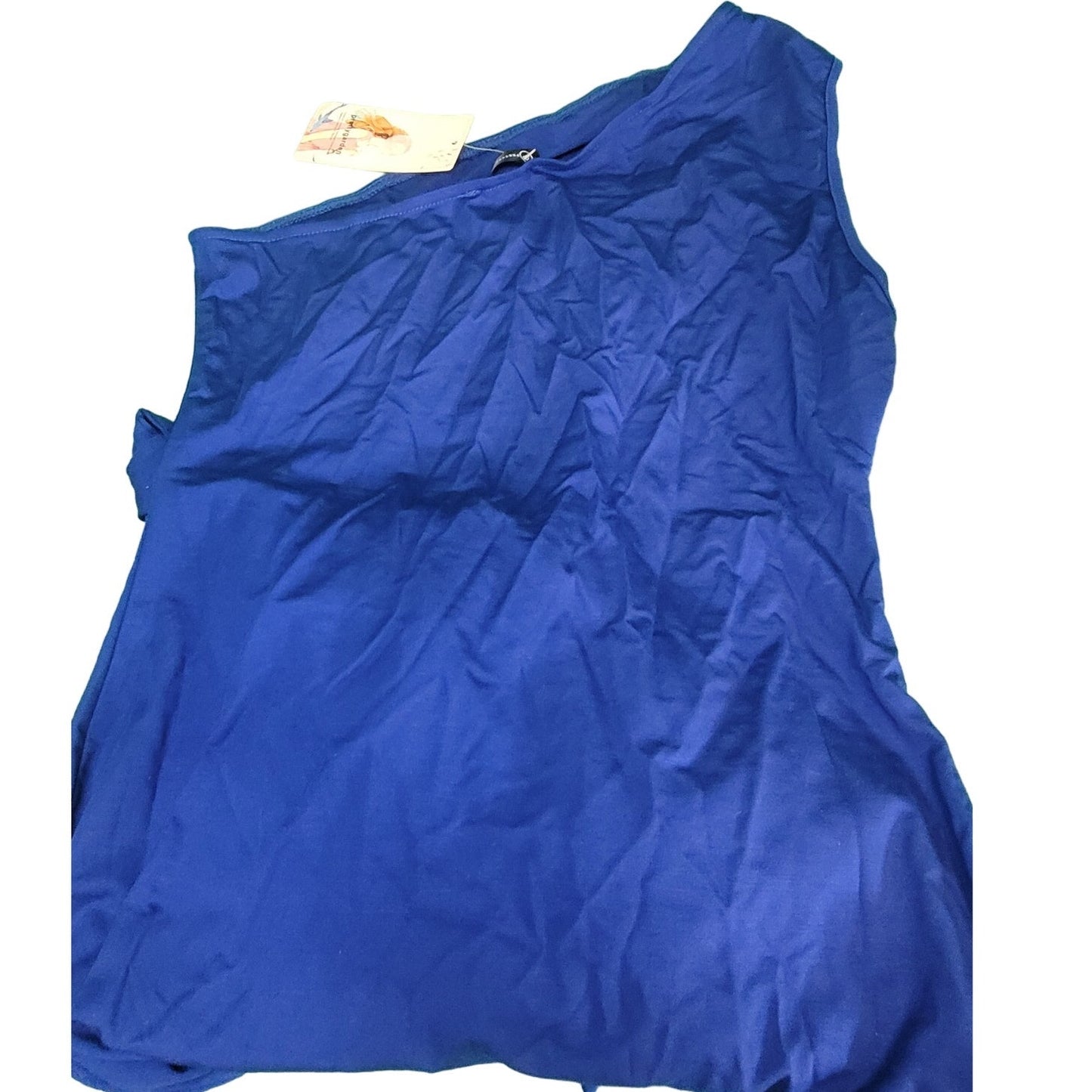 PRETTYGARDEN Blue M One Shoulder Ruched Bodycon Fitted Cocktail Party Mini Dress