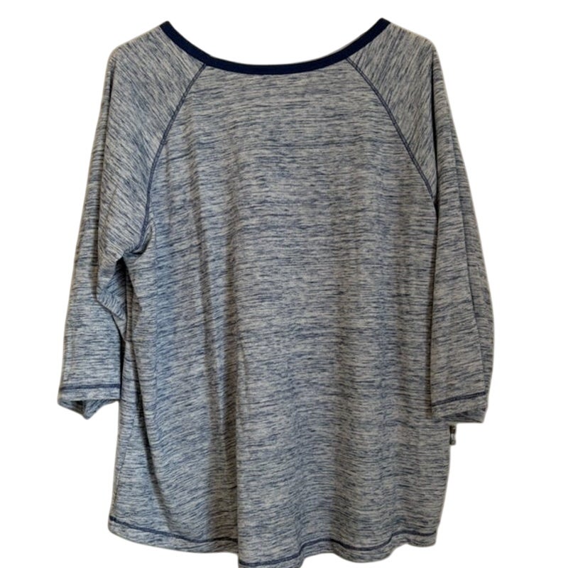 Woman Within Blue White Marled Knit Long Sleeve Top Plus 18/20 Scoop Neck
