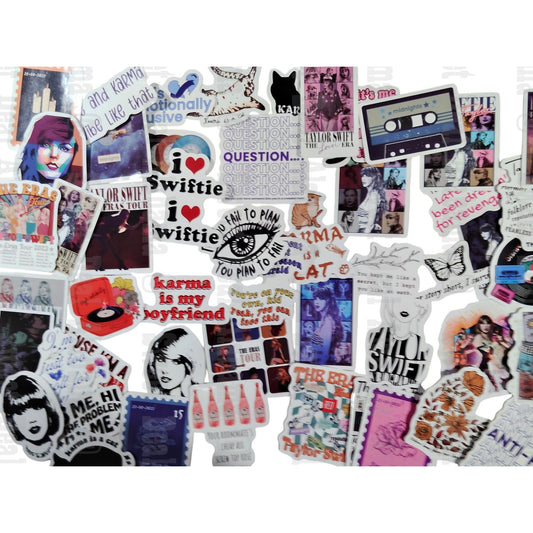 Lot of 50 Taylor Swift Assorted Stickers Pictured, Great for Scrapbooking & More