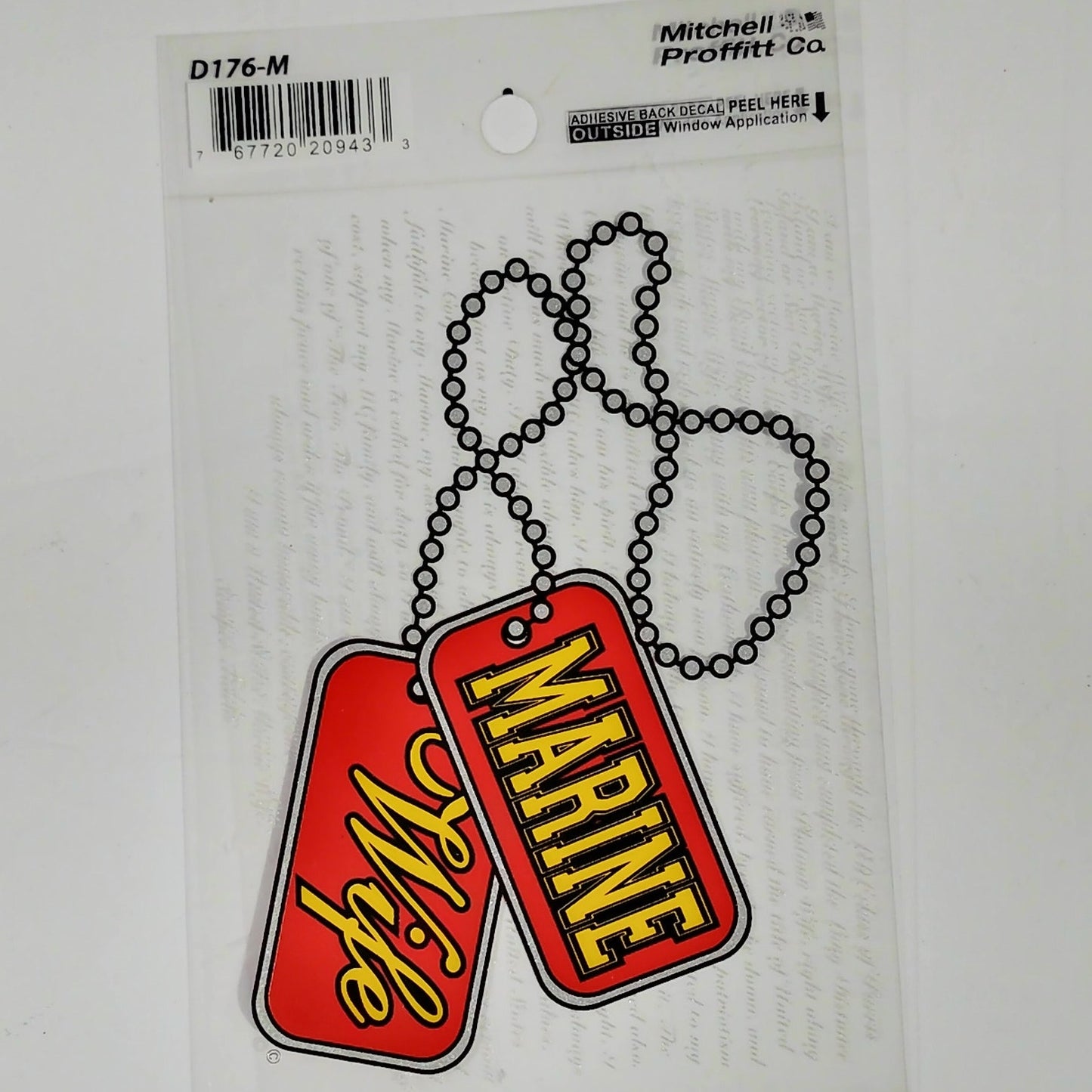 Marine Wife Dog Tag Decal – 5" x 3.875" Adhesive Back – Outside Window – DT76‑M