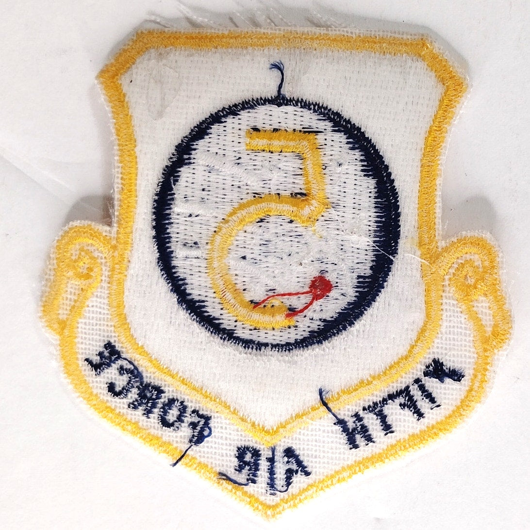 USAF 5th Air Force Patch Rare White Background 3" Sew‑On, Embroidered