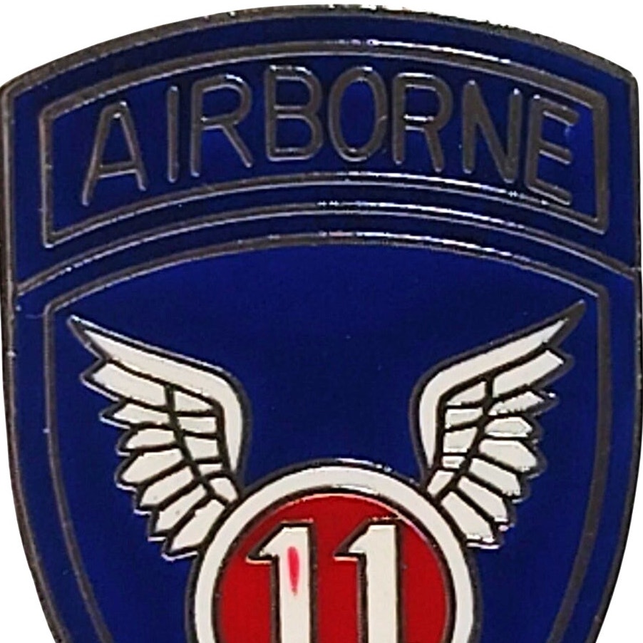 11th Airborne Division Novelty Biker's Jacket, Hat or Lapel Pin 1" × 5/8"