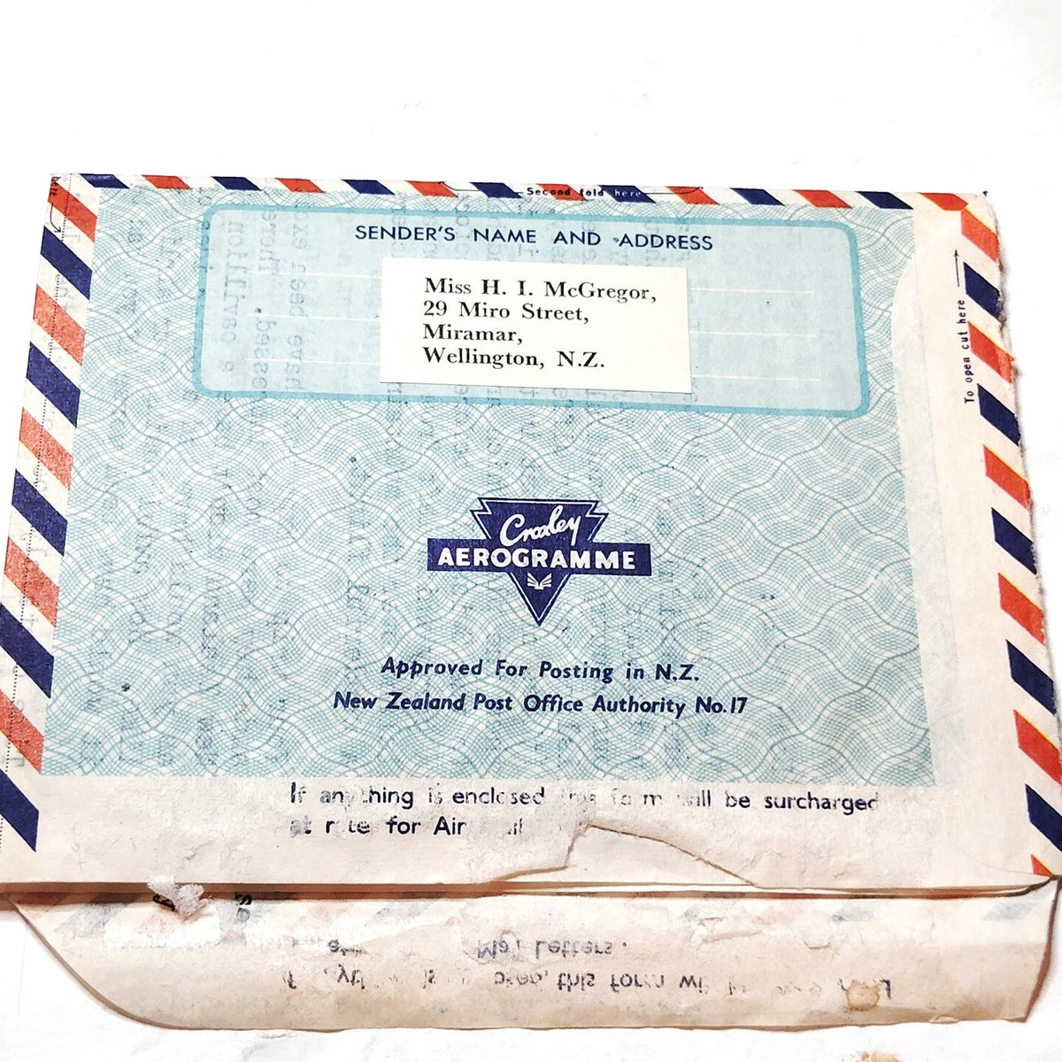 1968 New Zealand Aerogramme 8c Flag Stamp Wellington Cover Savage Memorial