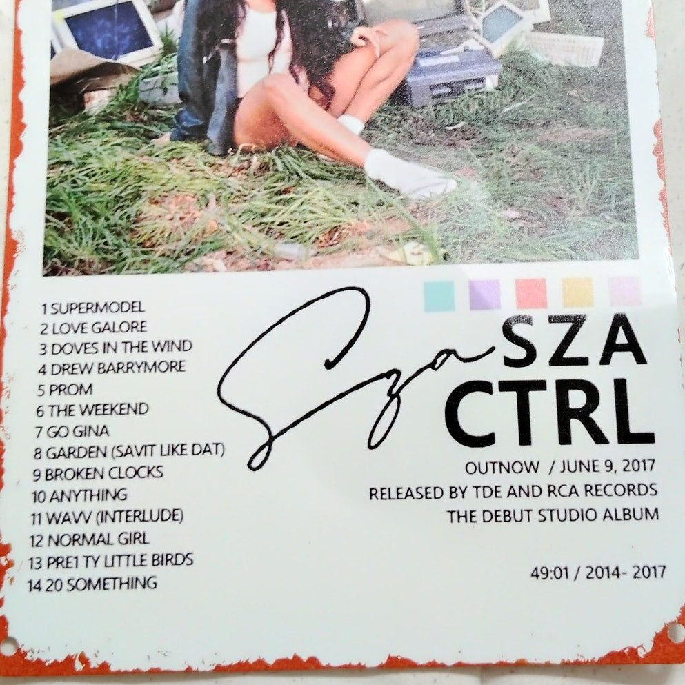 SZA Ctrl Album Cover – 12x8 Retro Tin Metal Sign – Tracklist Wall Art for Music Fans & Collectors