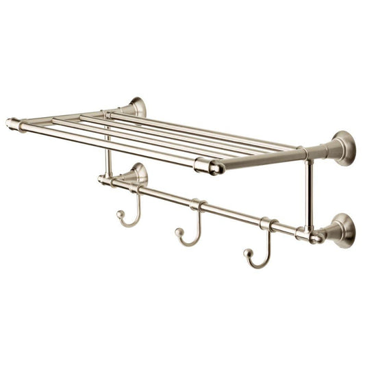 Delta 24" Towel Rack Shelf with 3 Hooks – SpotShield Brushed Nickel