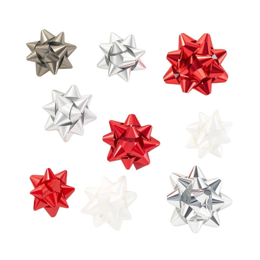 Wondershop 40ct Christmas Gift Bows Red White Silver Holiday Peel n Stick Bows
